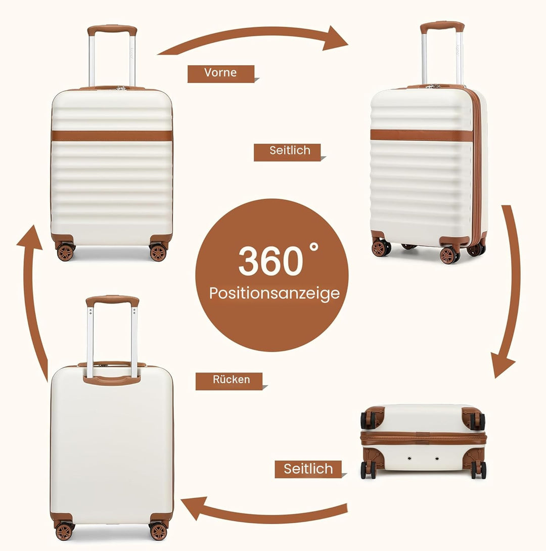 KONO Koffer Trolley Mittelgross Koffer Reisekoffer von ABS+PC Hartschalenkoffer mit 4 Rollen TSA Sch