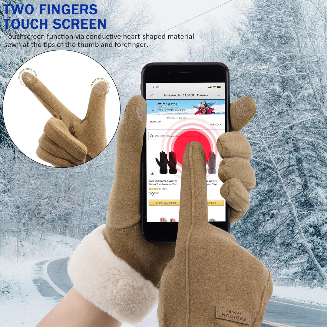 Damen Winter Warm Touchscreen Handschuhe mit Fleece Gefütterte Strick winterhandschuhe für Kaltes We