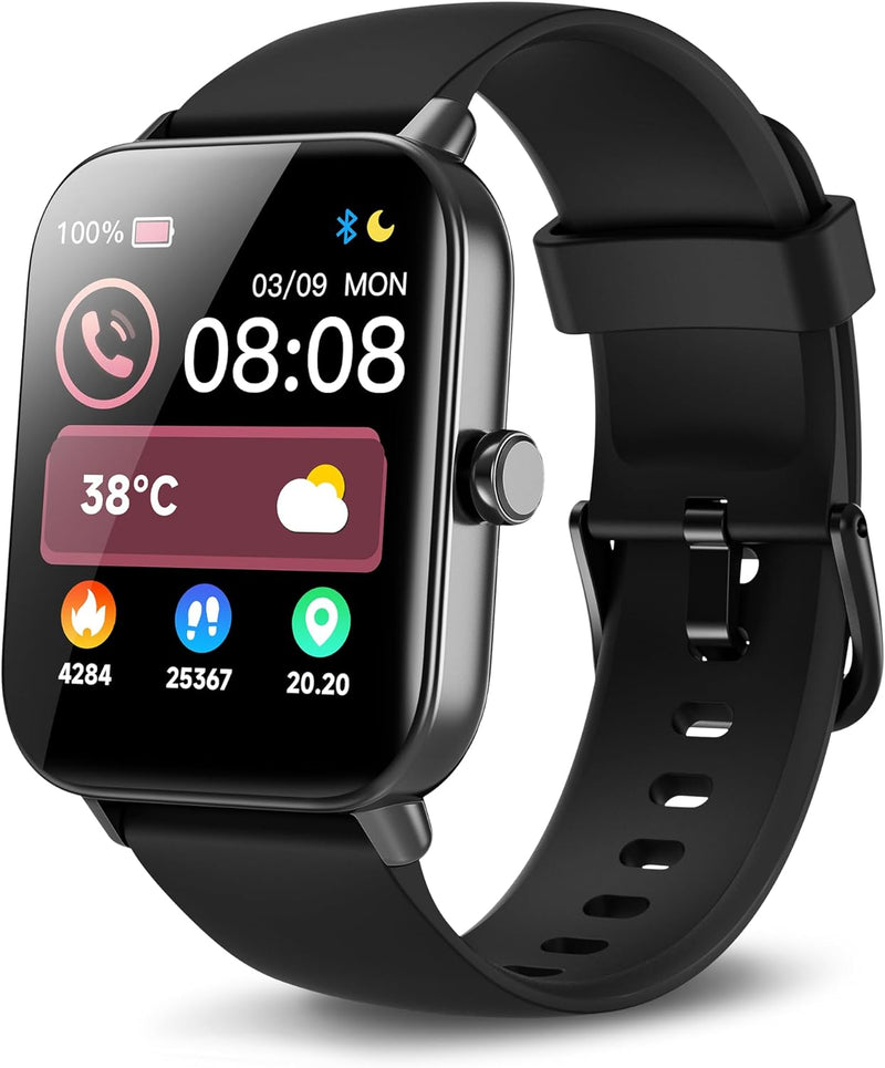 Smartwatch Herren mit Telefonfunktion und Alexa Built-in, 1.8" Fitnessuhr mit Schrittzähler Herzfreq