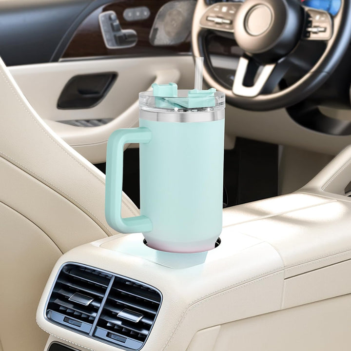 FECBK Thermobecher mit Strohhalm und Henkel 1,2L, 100% Auslaufsicherer Trinkbecher, Edelstahl Vakuum