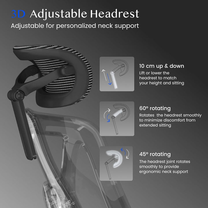 FLEXISPOT Ergonomischer Bürostuhl Schreibtischstuhl, 3D-Armlehnen, 3D-Kopfstütze, 5D-verstellbare Rü