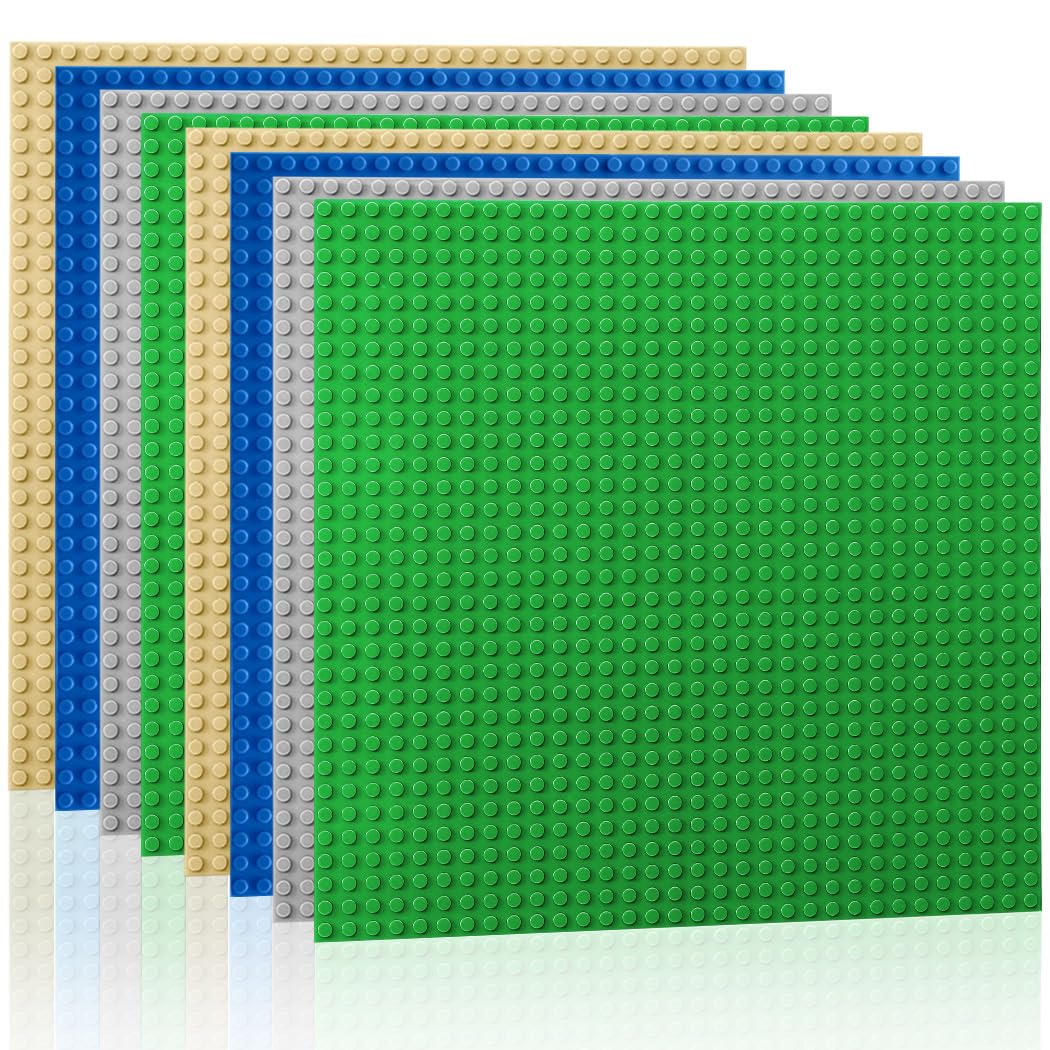 Etarnfly 8 Platten Set Bauplatte, Kompatibel mit Meisten Marken, 25 ×25cm Grau Grüne Blaue Sand Grun