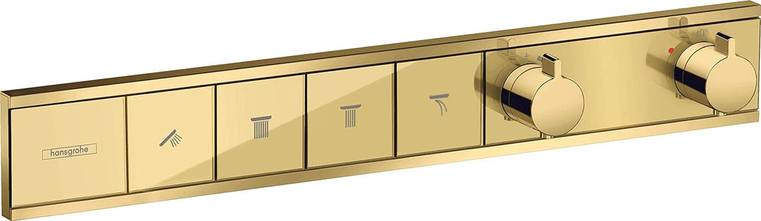 hansgrohe Unterputz Thermostat RainSelect, für 4 Funktionen, Polished Gold Optik Polished Gold Optic