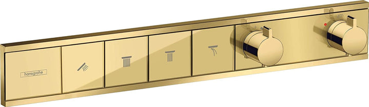 hansgrohe Unterputz Thermostat RainSelect, für 4 Funktionen, Polished Gold Optik Polished Gold Optic