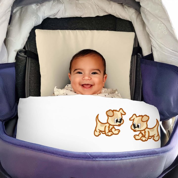 Amilian Kinderwagenset mit Stickerei fürs Baby Bettwäsche Garnitur für Kinderwagen 80x80 cm + 35x40