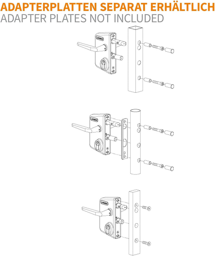 LOCINOX Schloss für Drehtor LAKQ40 U2, RAL 6005 - moosgrün, Industrieschloss, Hoftor, Flügeltor, Flü