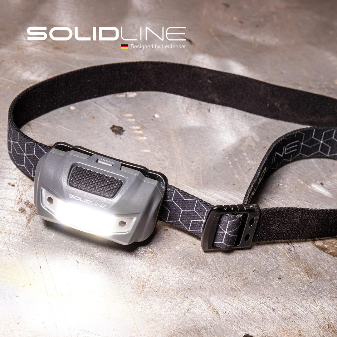 Solidline SH3, super helle LED Stirnlampe, robuste Sport- und Laufleuchte für den Kopf, 350 Lumen, 1