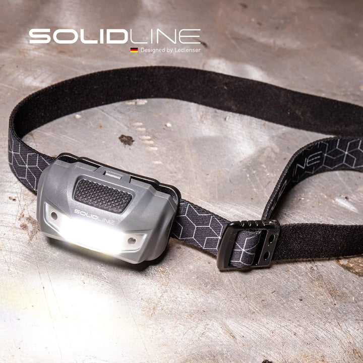 Solidline SH3, super helle LED Stirnlampe, robuste Sport- und Laufleuchte für den Kopf, 350 Lumen, 1