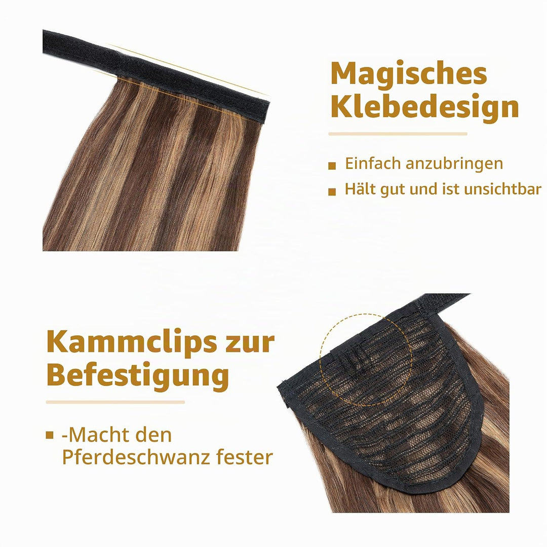 SEGO Ponytail Extension Echthaar Pferdeschwanz Zopf Haarteil Haarverlängerung Hair Piece Haar Hitzeb