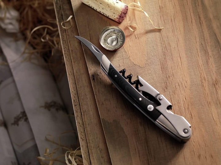 ZWILLING Henckels Sommelier Accessories Klassischer Kellner-Korkenzieher mit Micarta-Griff, Edelstah
