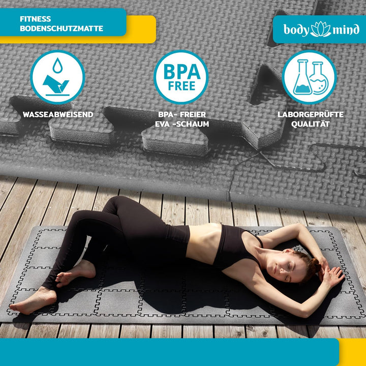 Boden-Schutzmatten XXL Set; Fitnessmatte Bodenschutz Puzzle-Matte; Unterlegmatte für Fitnessgeräte T