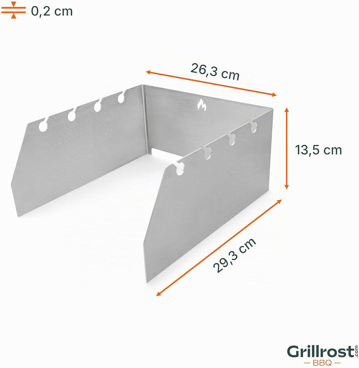 Grillrost.com Das Original Edelstahl Windschutz und Spiesshalter | für alle Rösle Grills - massiv &amp;