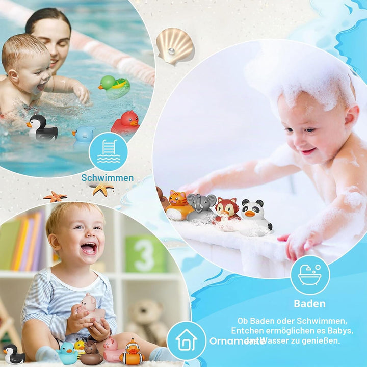 25er Set Badeente Baby Gummiente Badewannenspielzeug ohne Löcher Badespielzeug Weiches, schwimmendes