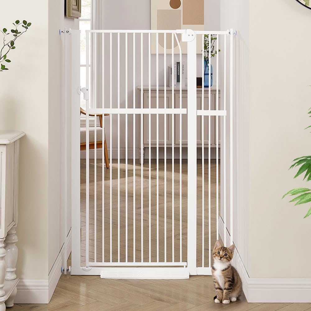unipaws Hundegitter, 142 cm hoch, 75-95 cm breit, druckmontiertes Katzengitter für Tür, Innentreppe,