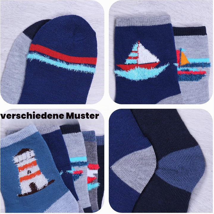 L&amp;K-II 12 Paar Pack Jungen Kindersocken Teenager Stümpfe Frühling und Sommer Socken mit niedlichen M