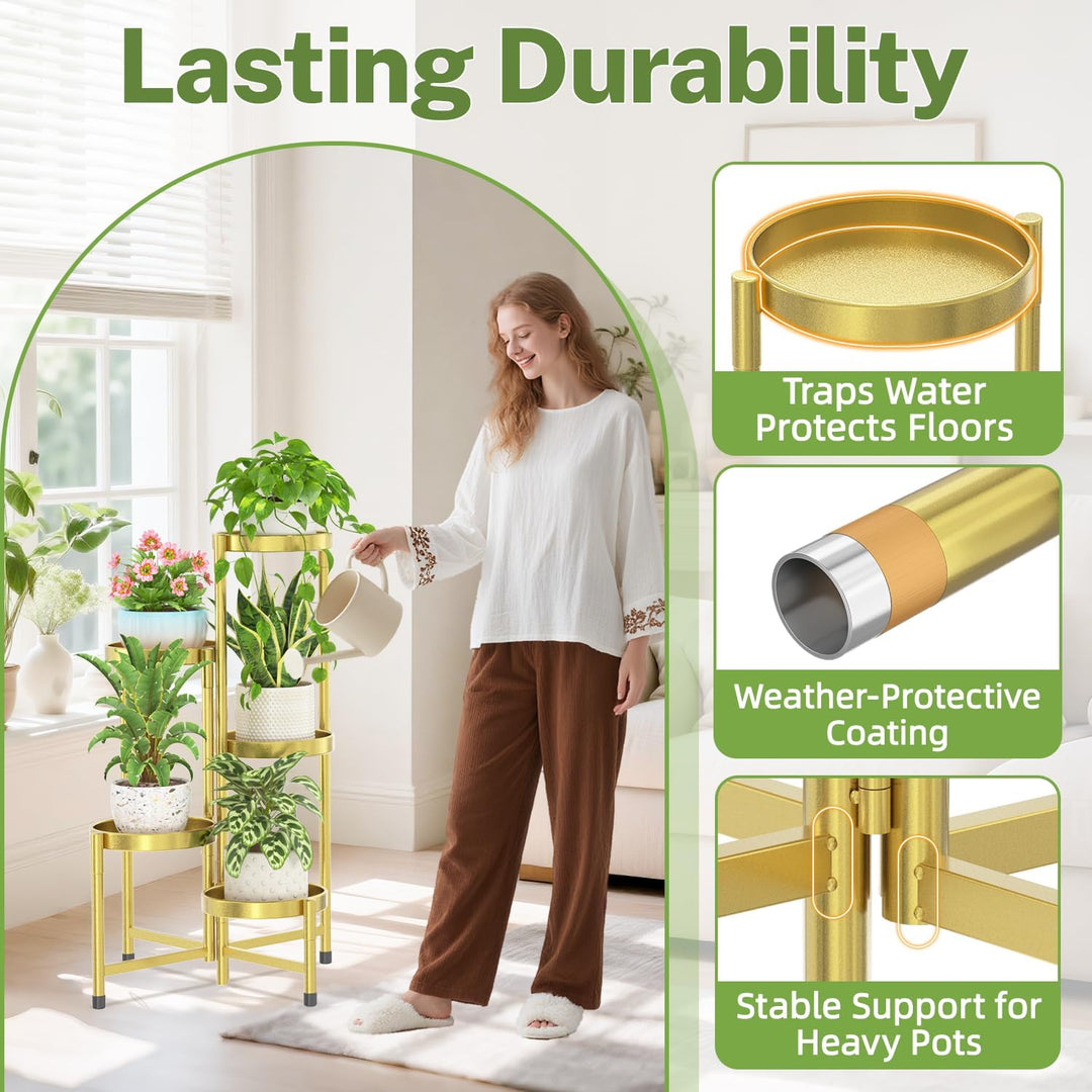 iDavosic.ly 5 Etagen Metall Pflanzenständer Blumentopfständer, Mehrstöckig Pflanzenregal Blumenregal