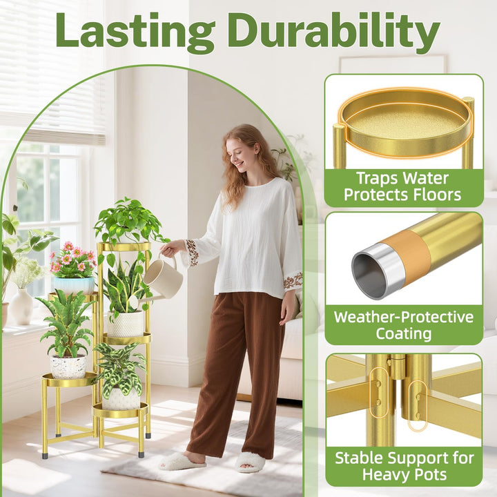 iDavosic.ly 5 Etagen Metall Pflanzenständer Blumentopfständer, Mehrstöckig Pflanzenregal Blumenregal