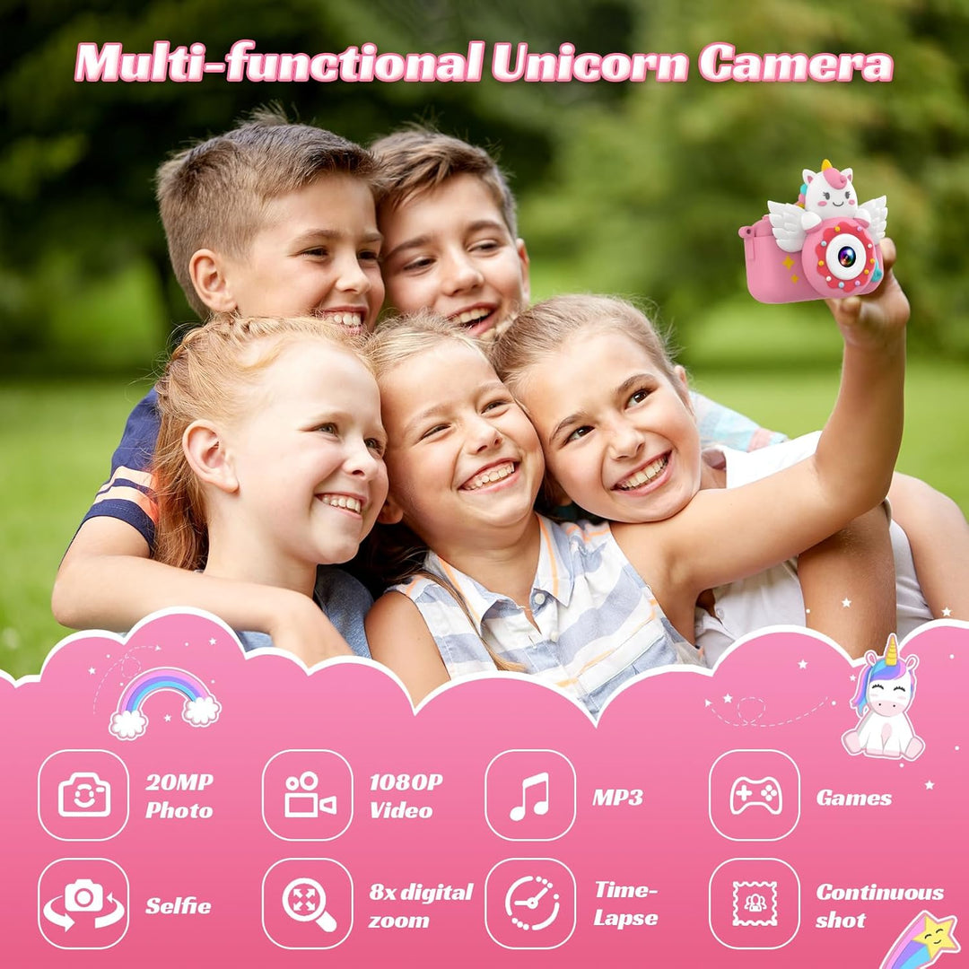TIATUA Kinderkamera, 1080P Kamera Kinder mit 2.0”-Bildschirm &amp; 32GB Karte, Selfie Digitalkamera &amp; Fo