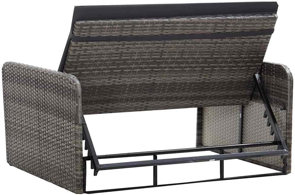 vidaXL Gartenmöbel 2-TLG. mit Auflagen Speicherfunktion Sitzgruppe Lounge Sofa Hocker Gartensofa Gar