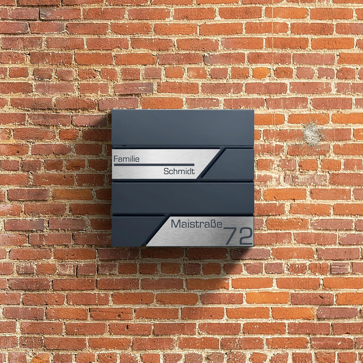 Briefkasten mit Zeitungsfach in Anthrazit, Edelstahlbriefkasten, Wandbriefkasten Briefkasten mit Sch