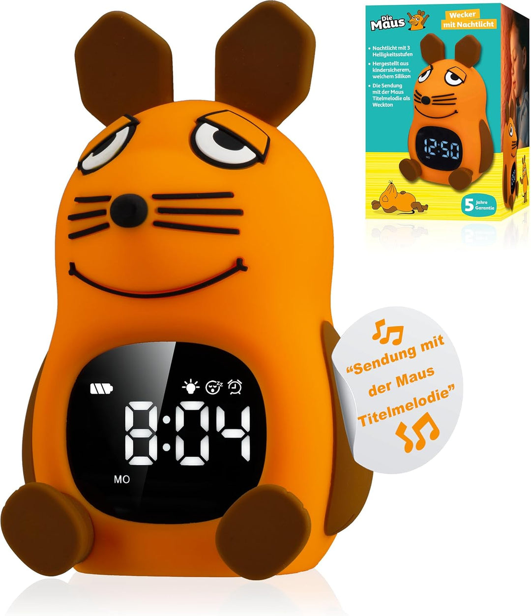 Bresser DieMaus Kinderwecker mit Nachtlicht, sanftes Aufwachen, 3-stufiges Licht, Touch-Steuerung, U
