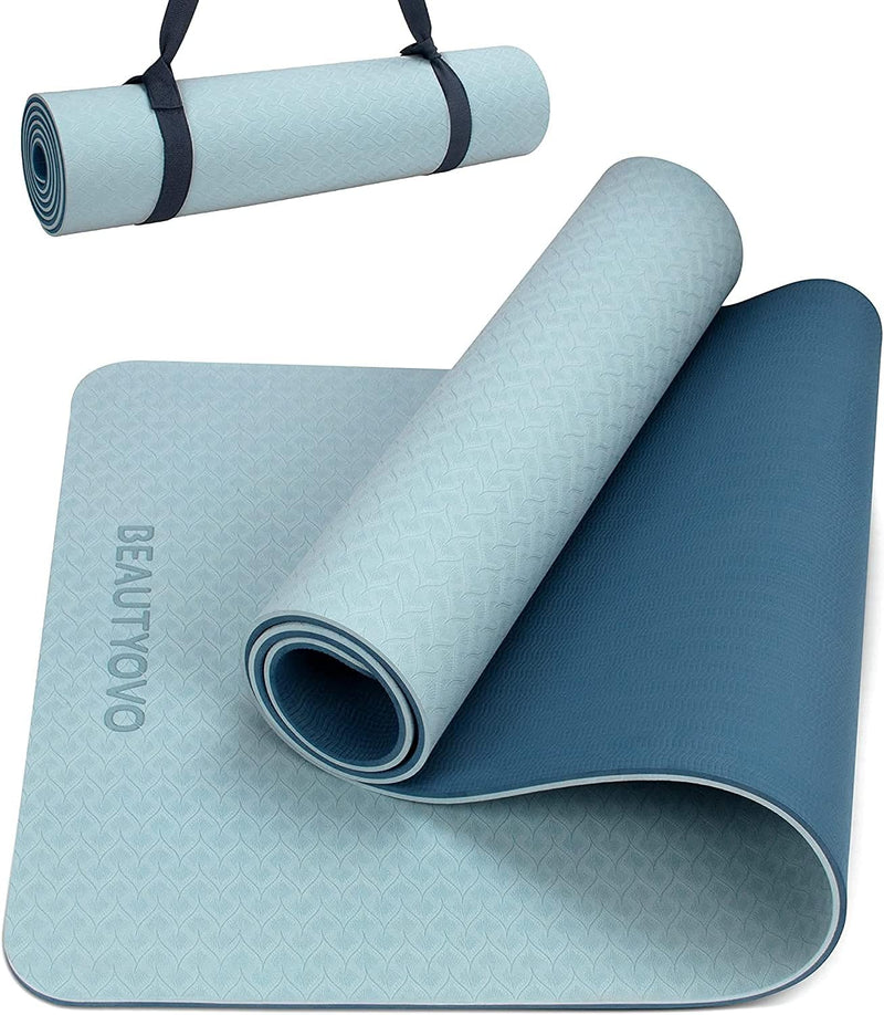 Yogamatte Rutschfest mit Tragegurt, 6| 8mm Dicke Yoga Matte, Pro Sportmatte Fitnessmatte Rutschfest,