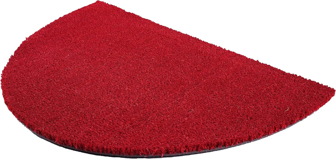 Carpido rutschfeste Kokosmatte - 60 x 90 cm Halbrund Rot - Nachhaltige Naturfaser für den überdachte