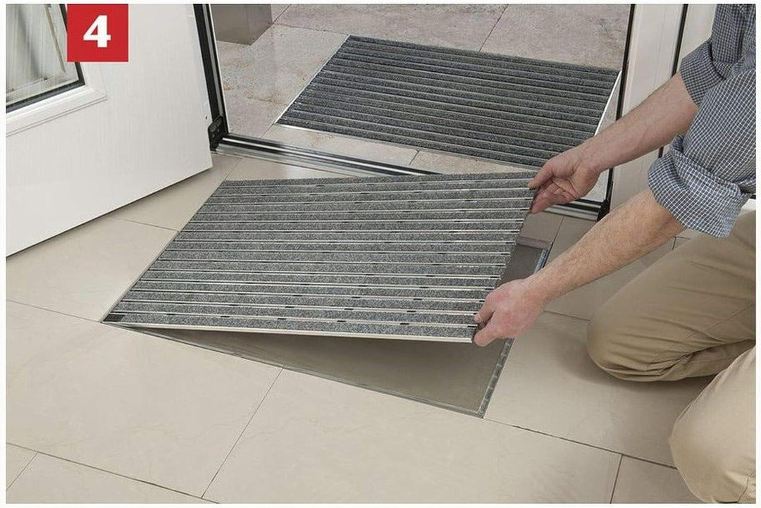 ACO Self® Schuhabstreifer Rips Anthrazit mit Alu Winkelrahmen 75 cm x 50 cm (B x H), 75 cm x 50 cm (