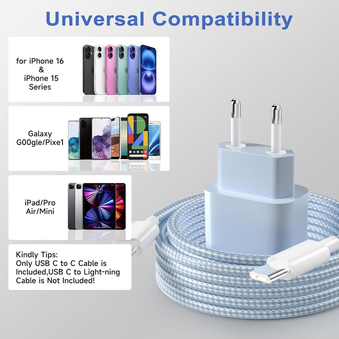 USB-C-ladegerät, für iPhone 16/15 Serie, for iPhone Schnellladegerät, PD20W, ladegerät-Typ-C, 2er Pa