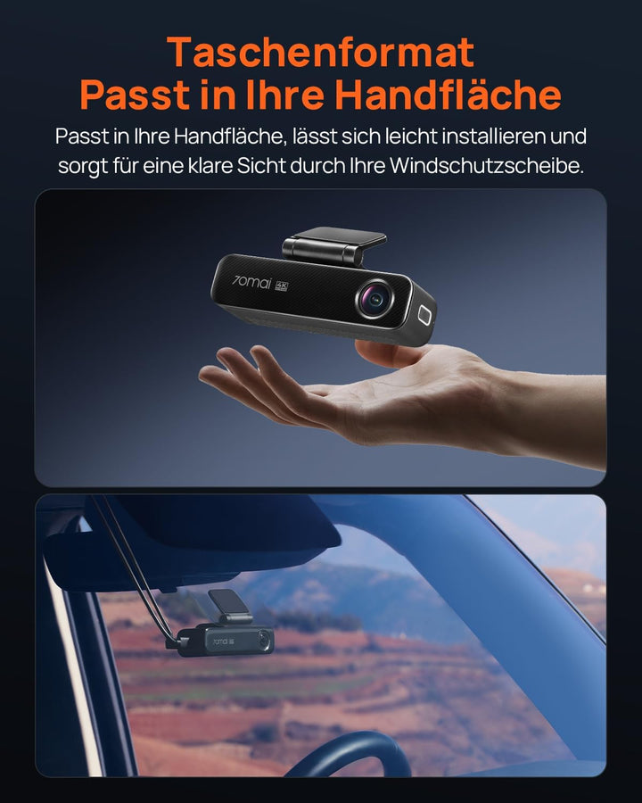 70mai M800 4K Dashcam Auto Vorne und Hinten, STARVIS 2 IMX678 Super Nachtsicht & F1.7-Blende, Dual H