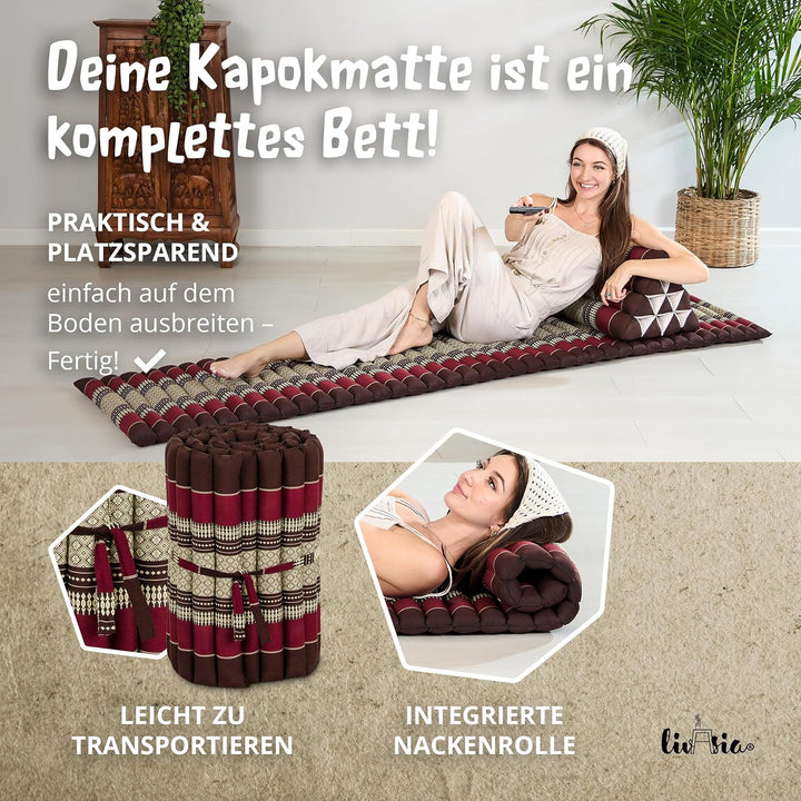 livasia Rollmatte Rollmatratze L-200x110x4,5cm, Gästebett Gästematratze 1 Person, Reisebett Kofferra