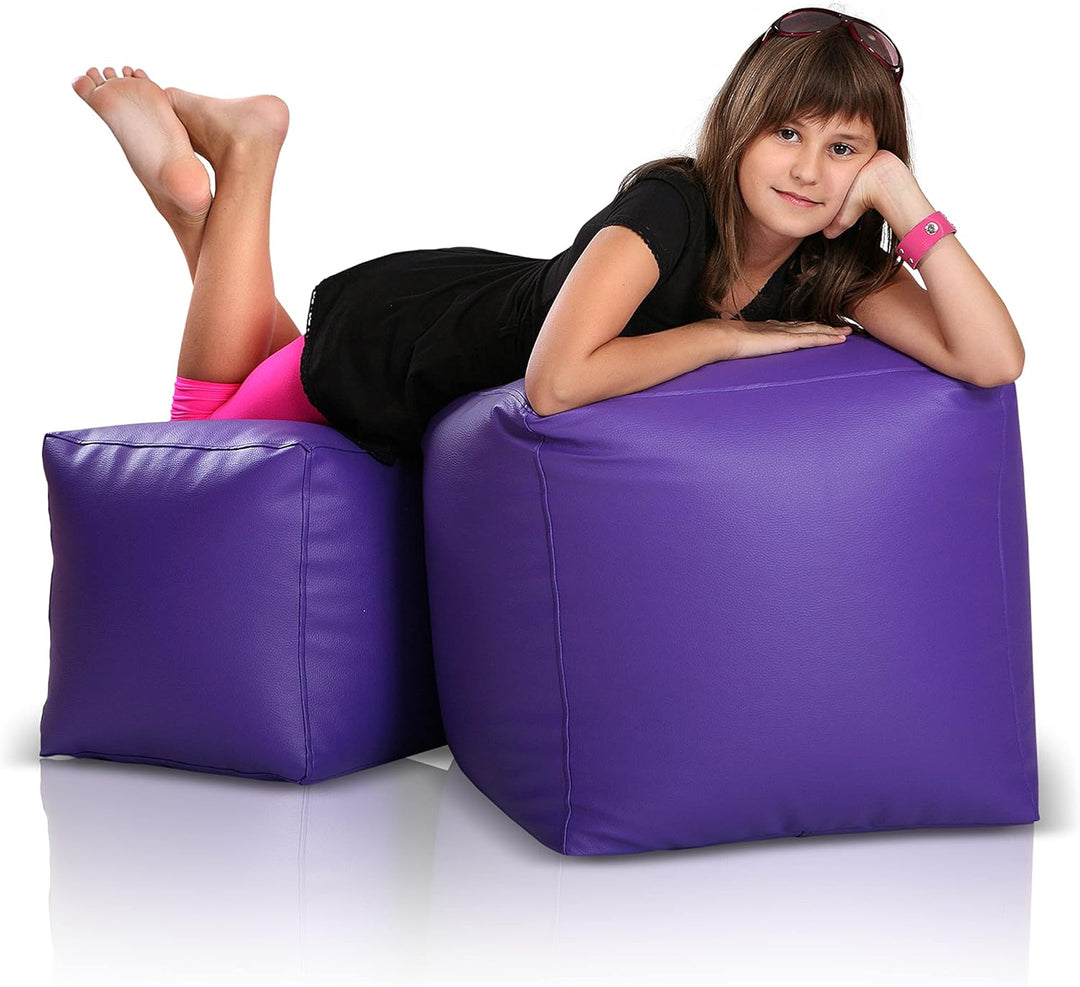 Ecopuf® Cube S Sitzpouf Quadratischer Hocker Kunstleder Sitzhocker voll mit Styroporkugeln - Puff 37