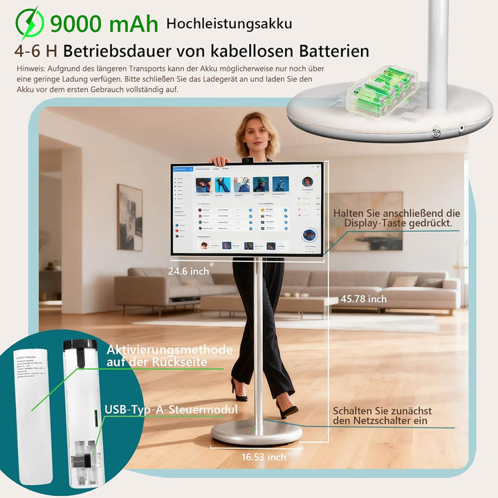 OFD Monitor 27'',Outdoor Fernseher,Portabel Monitor,Touch Screen,Android 13 OS,60Hz,6+128GB Portable