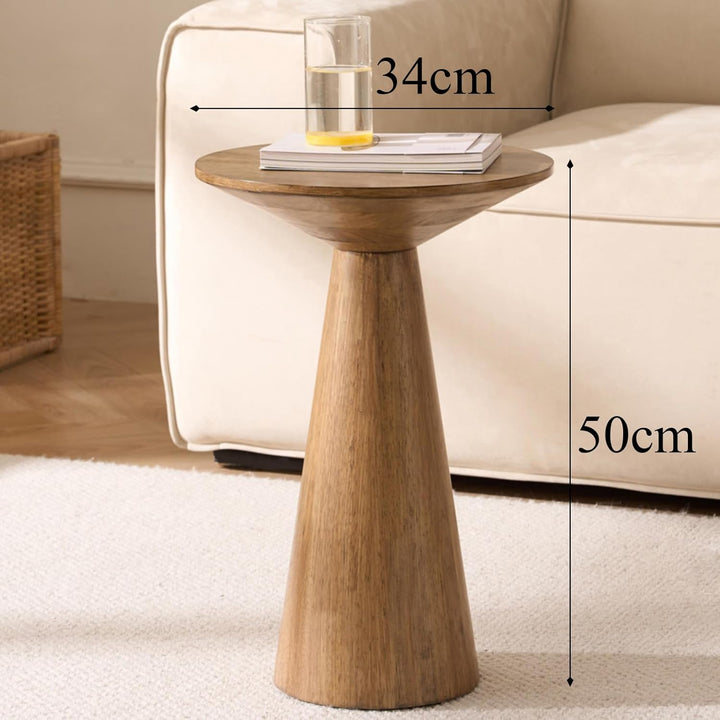 Beistelltisch Rund, Beistelltisch Holz Natur, Couchtisch Klein Rund für Wohnzimmer, Runder Beistellt