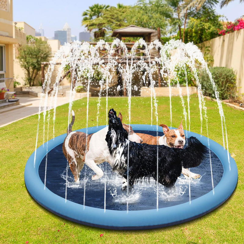 Hundepool, 170cm Sprinkler Matte Hund Splash Pad, Wasserspielmatte Hund Wassermatte, Verdickt rutsch