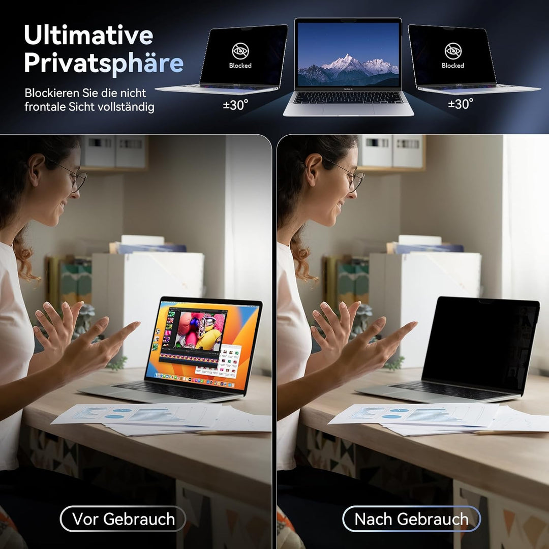 MagicSuction Blickschutzfilter Kompatibel Mit Apple MacBook Air 13 (2018-2021,M1) & MacBook Pro 13 Z