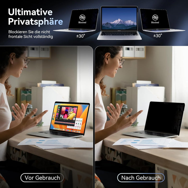 MagicSuction Blickschutzfilter Kompatibel Mit Apple MacBook Air 13 (2018-2021,M1) & MacBook Pro 13 Z