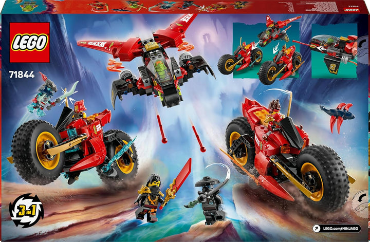 LEGO NINJAGO Ninja-Actionflitzer - 3-in-1-Spielzeug mit 2 Ninja-Bikes, 1 Jet und 6 Minifiguren, eins