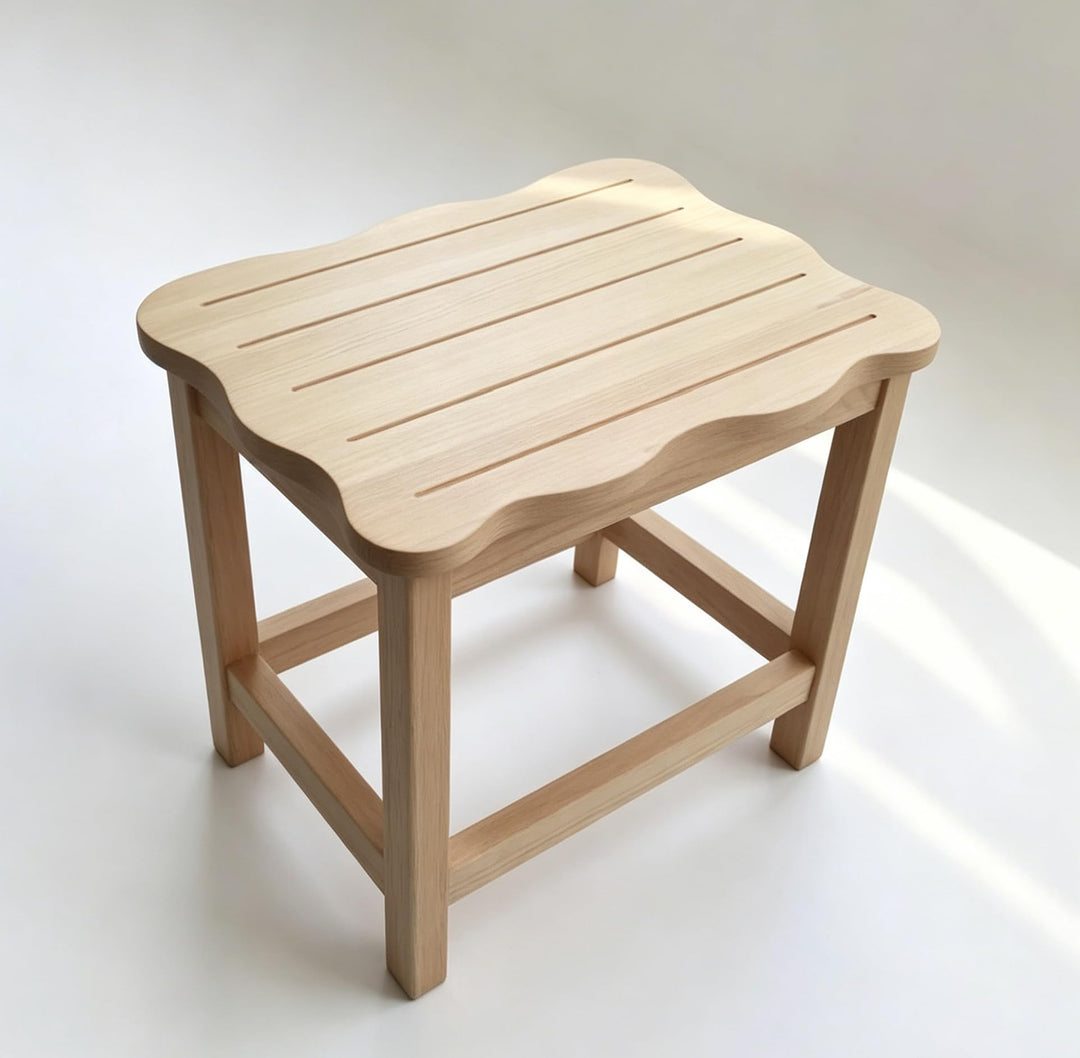 Natürlicher Holz-Tritthocker mit Streifen-Oberfläche, Leicht | Vielseitig einsetzbar, Leichtgewicht,