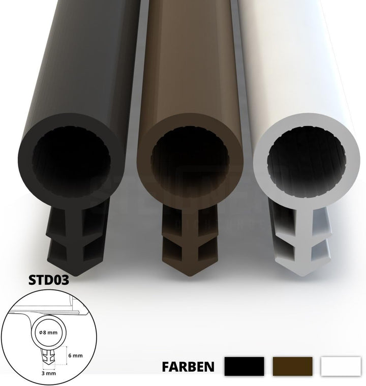 STEIGNER Türdichtung SCHLAUCHDICHTUNG Türgummi 15m 8mm STD03 SCHWARZ - Gummidichtung Profildichtung