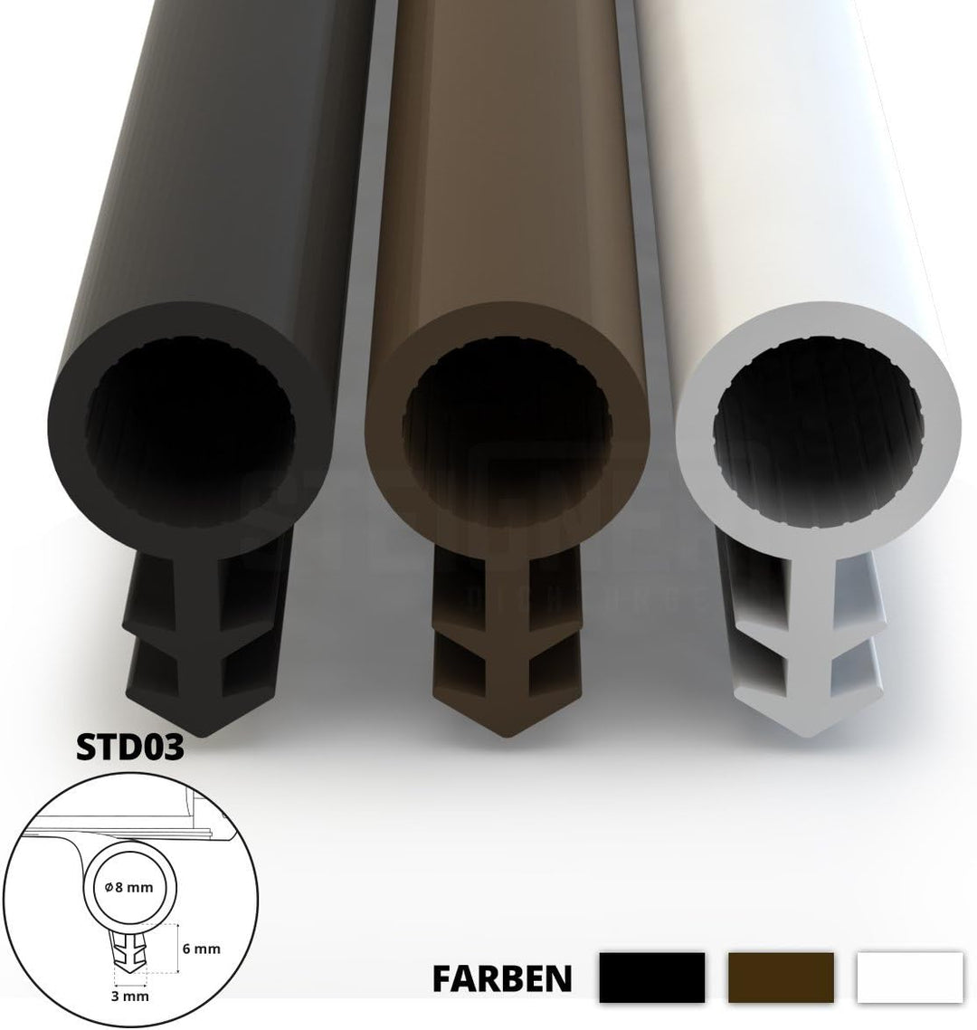 STEIGNER Türdichtung SCHLAUCHDICHTUNG Türgummi 15m 8mm STD03 WEISS - Gummidichtung Profildichtung Un