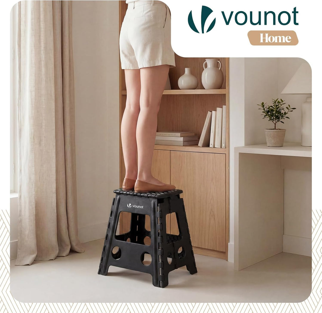 VOUNOT® Klapphocker Faltbar Rutschfester Tritthocker mit Tragegriff, Tragbarer Klapptritt Hocker für