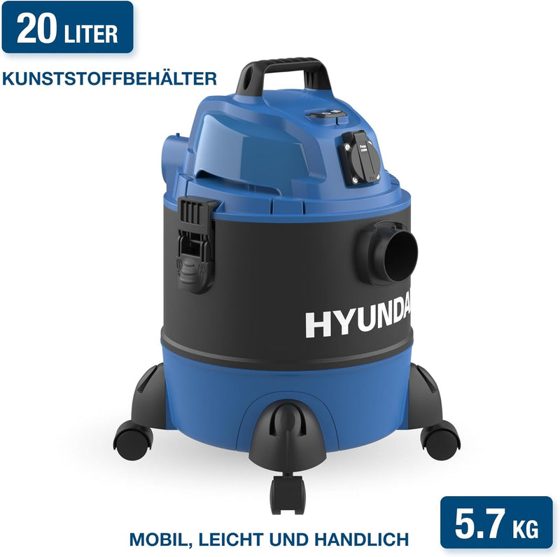 Hyundai Nass- / Trockensauger VCWD1220E, 1250 W, 20l, Sauger mit Blasfunktion, Ausgangssteckdose, Ma