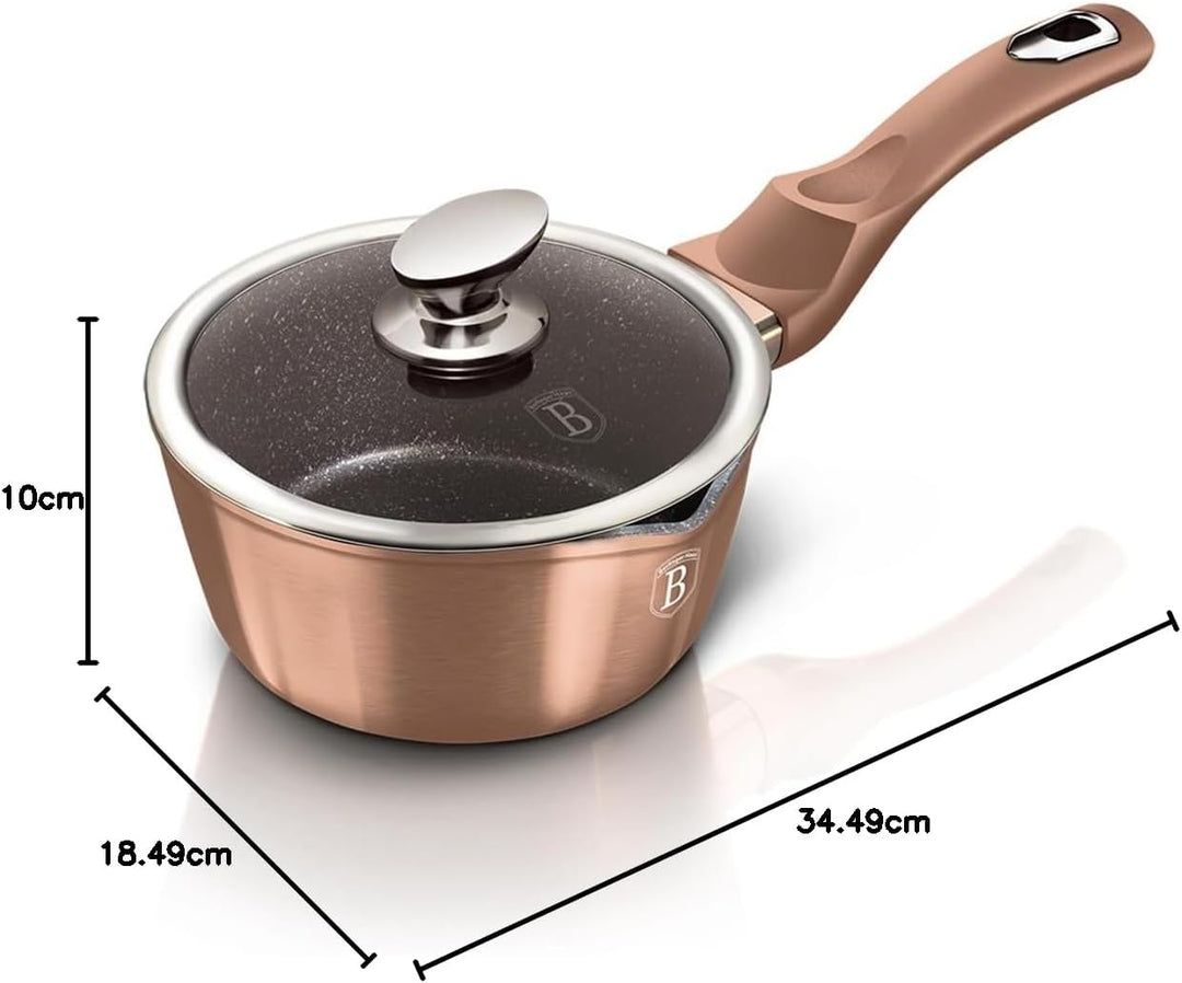 Berlinger Haus Rose Gold Collection Stieltopf mit Glasdeckel Thermo 16 cm