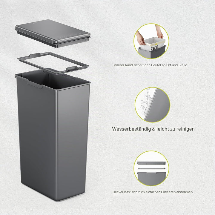 EKO - Morandi Küchenabfalleimer - Plastic Touch Recycling Mülleimer - Perfekt für Küche & Zuhause, d