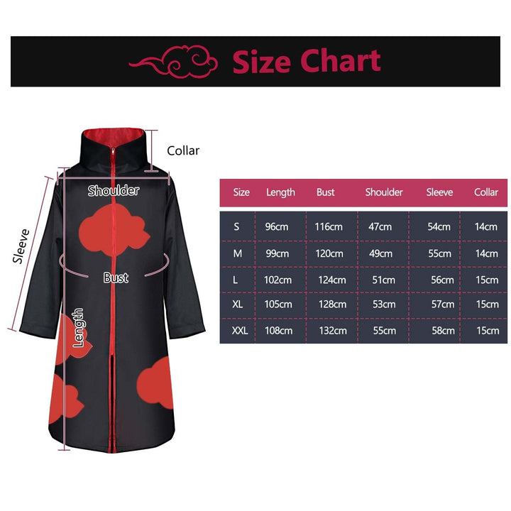 ACWOO Akatsuki Mantel für Kinder Erwachsener, Unisex Cosplay Anime Kostüm Itachi Mantel Cosplay Hall