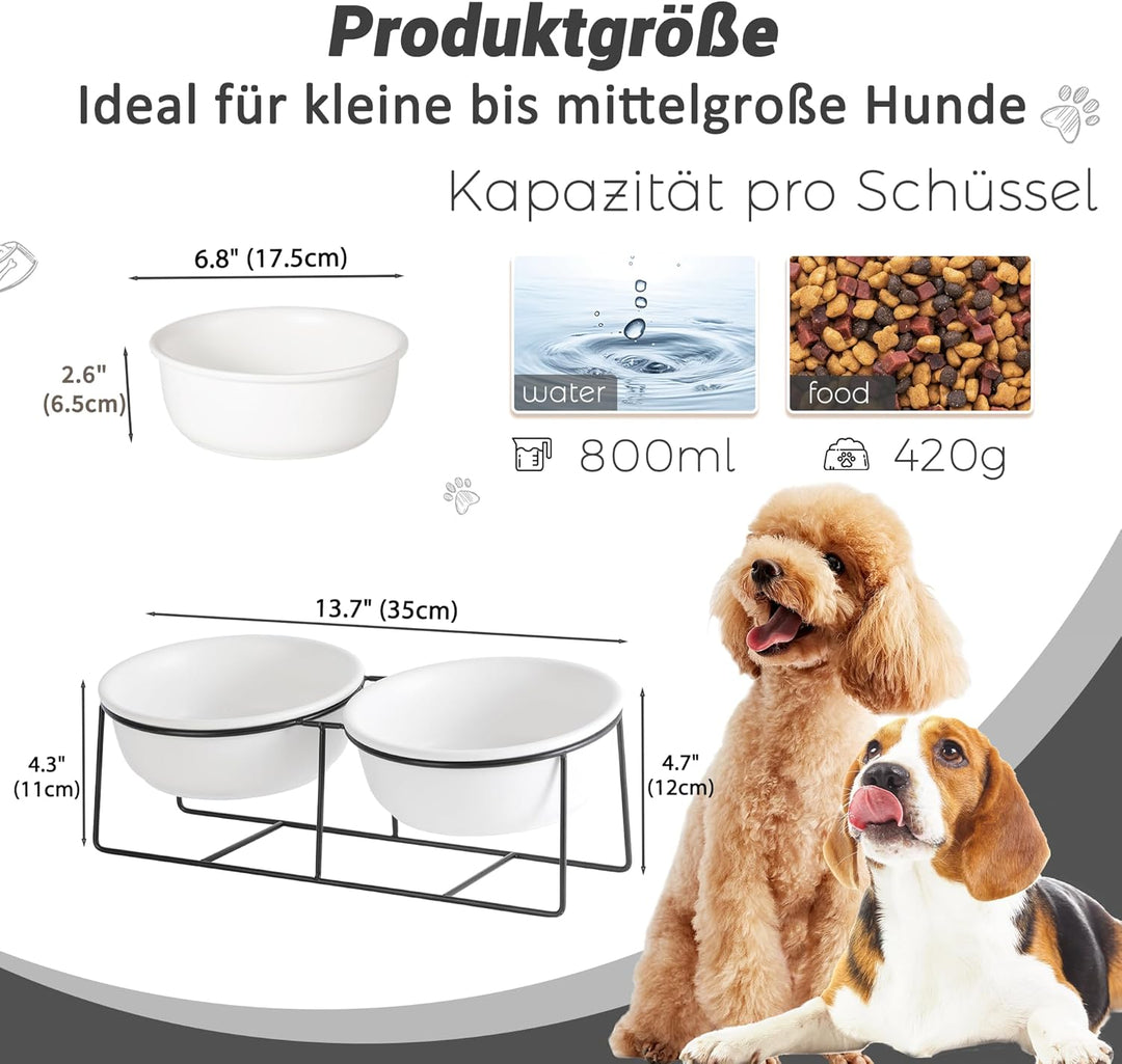 Hundenapf Keramik - Futternapf Hund Katzennapf - Futterstation Hund Katzen Erhöht mit Ständer - Dopp