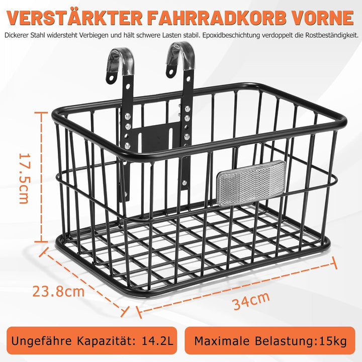 CDYWD Fahrradkorb Vorne für mit Herausnehmbarer Innentasche, Gross Lenkerkorb Fahrrad Herren &amp; Damen