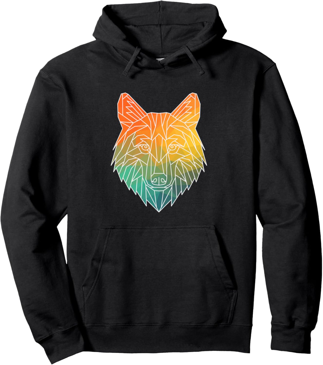 wolf Silhouette Watercolor Gift Pullover Hoodie