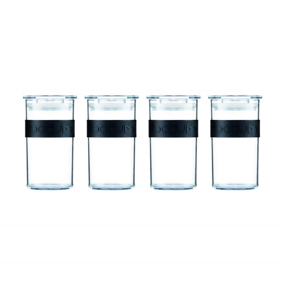 Bodum PRESSO Vorratsgläser, Kunststoff, Black, 0.25 l Schwarz 0.25 l, Schwarz 0.25 l